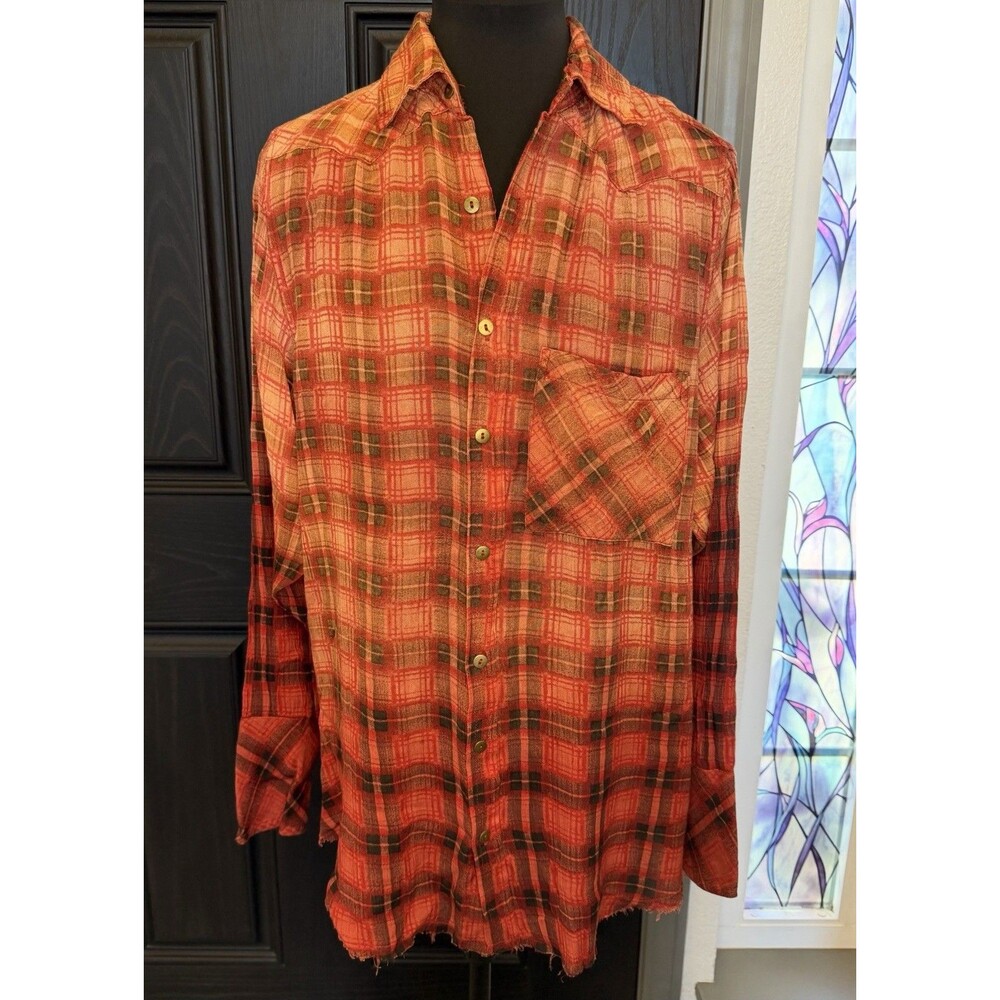 Free People One Grunge Ombré Plaid Down Shirt Size XS NWT